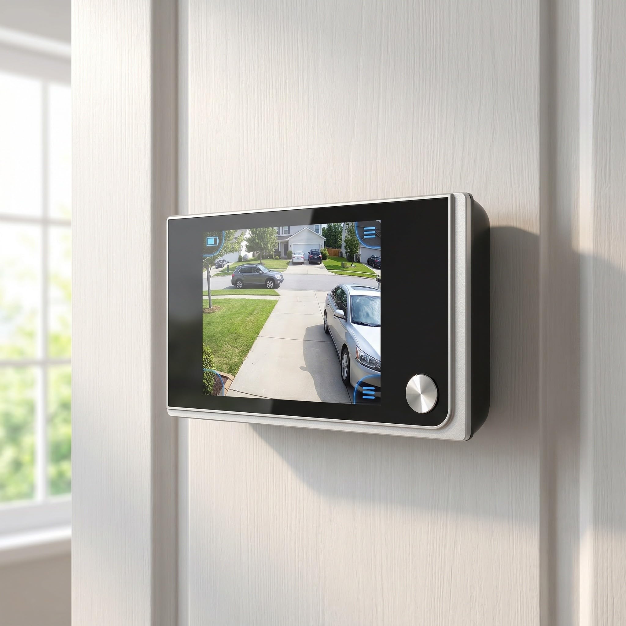 SHINEOFI Mirilla Electrónica para Puerta con Visión de 120 Grados, Lente Gran Angular y Alta Definición, Material Plástico y Metal, Adecuado para Hogares y Hoteles