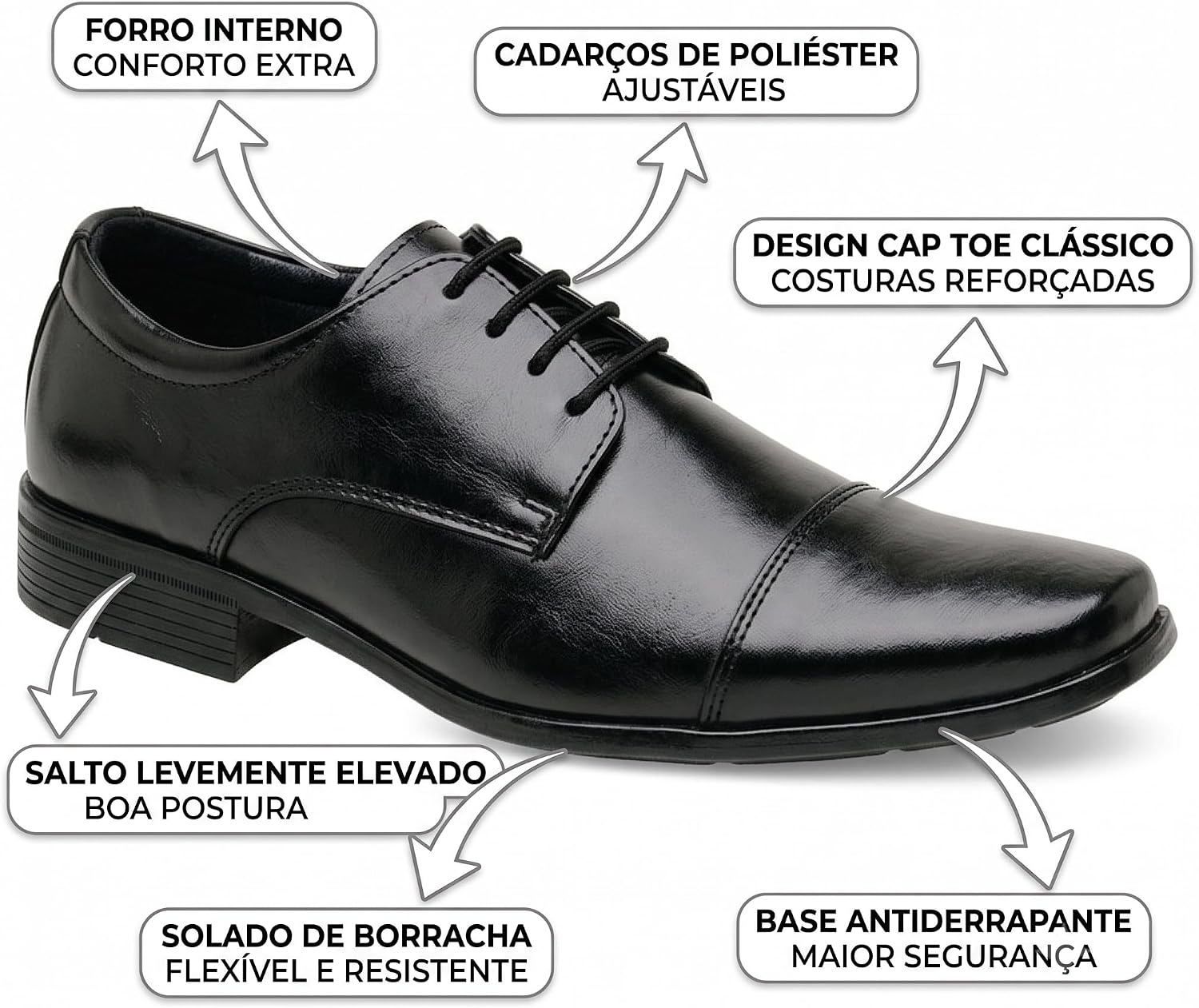 Sapato Social Masculino Bico Fino Clássico Elegante com Cadarço Sapato Social Masculino Bico Fino Clássico Elegante com Cadarço