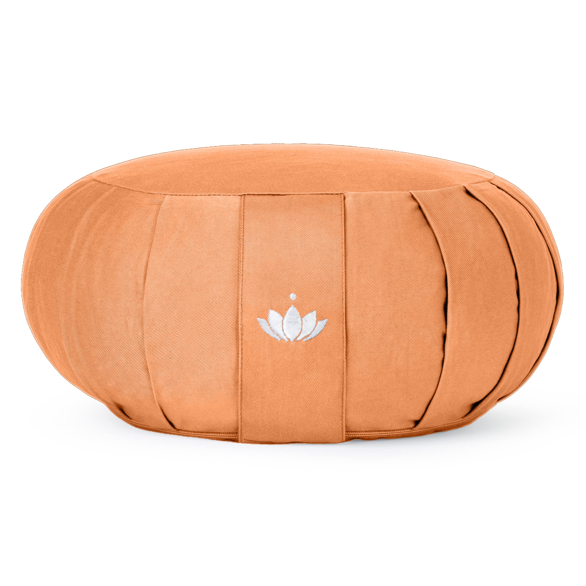 LOTUSCRAFTS Zafu cuscino da meditazione, altezza seduta 20 cm, modello Zen rotondo, cuscino da yoga, fodera in cotone lavabile, imbottitura in farro, certificato GOTS