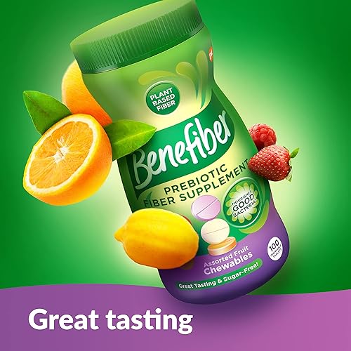 Miniatura 7 de Benefiber On The Go Suplemento de fibra prebiótica en polvo para salud digestiva y tabletas masticables de fibra prebiótica para salud digestiva,
