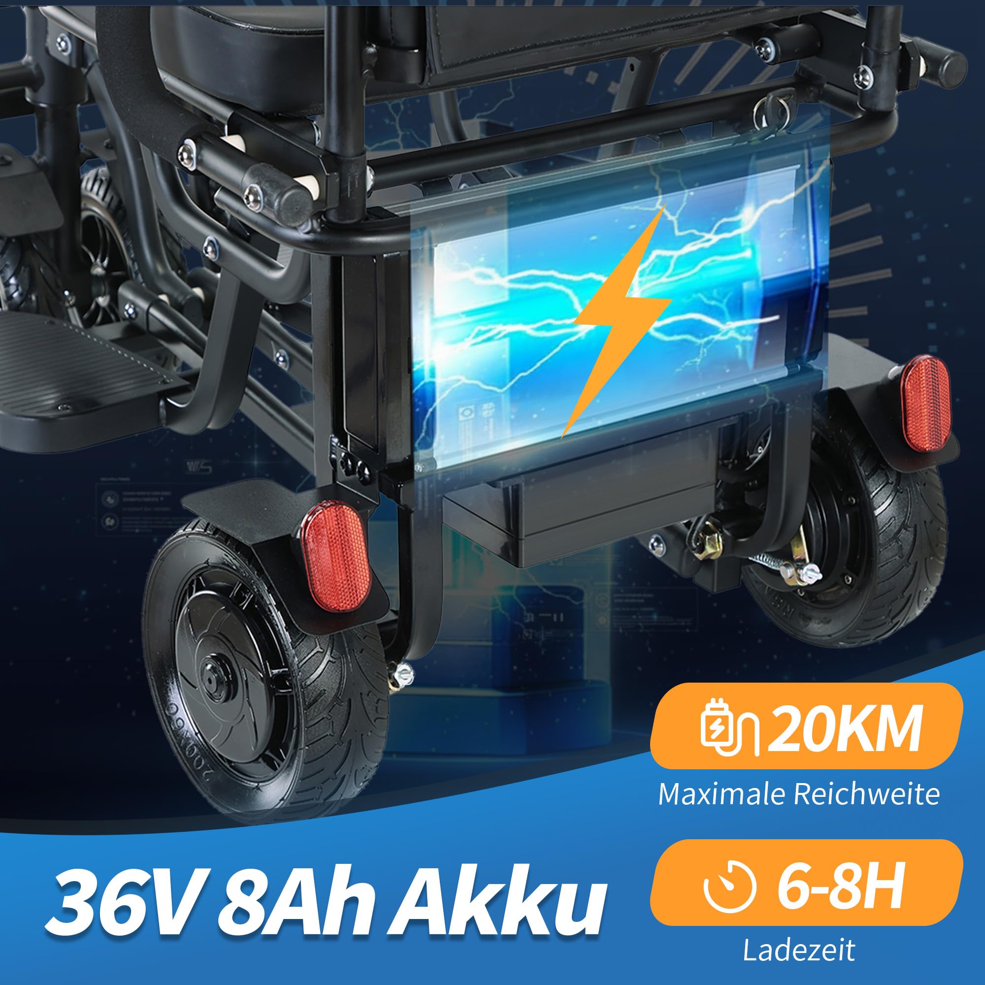 Elektromobil für Senioren, 4-Rad Seniorenmobil Klappbar, 15Km/h, 20KM Reichweite, Seniorenmobil Mobilitätsroller mit Korb und komfortabler Sitz, F8 ACTIVE (Schwarz)