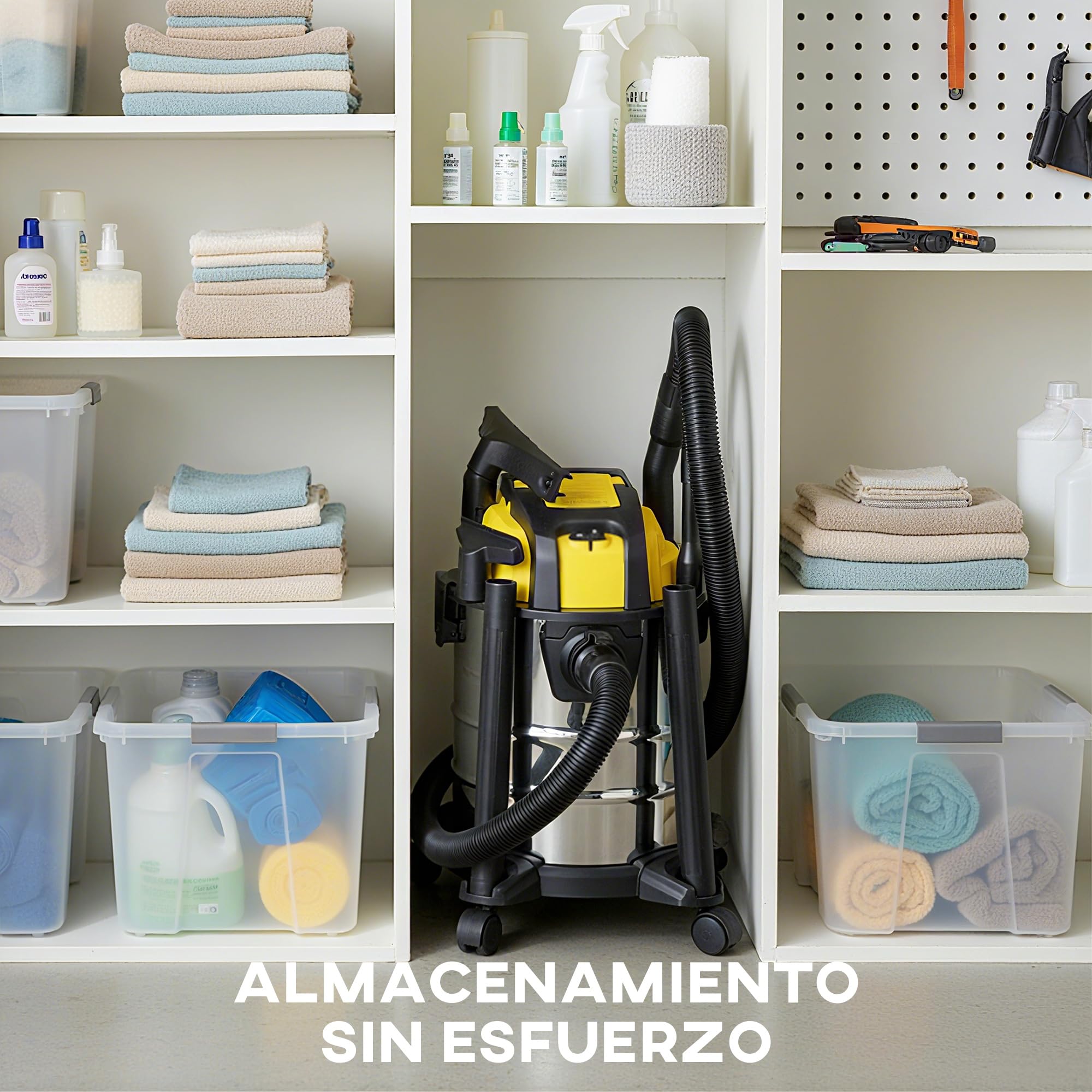 HOMCOM Aspirador en Seco y Húmedo 3 en 1, 1200W, Aspiradora con Función de Soplador, Manguera 2 m, Depósito Inoxidable 20L, Triple Filtro, Boquilla para Suelos y Ranuras, Amarillo