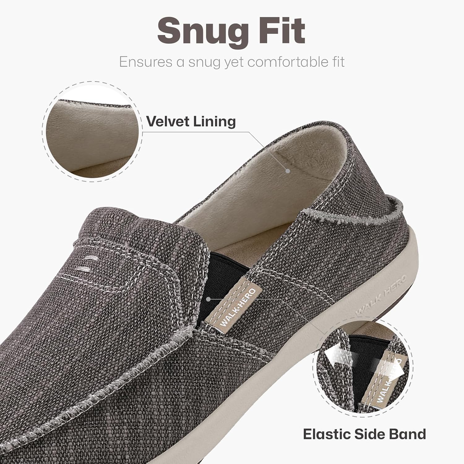 Mens Slip On Shoes, Canvas Mens Loafers with Arch Support, Orthopedic Mens Boat Shoes for Plantar Fasciitis, Indoor & Outdoor Walking Slippers Shoes for Pain Relief - Image 4