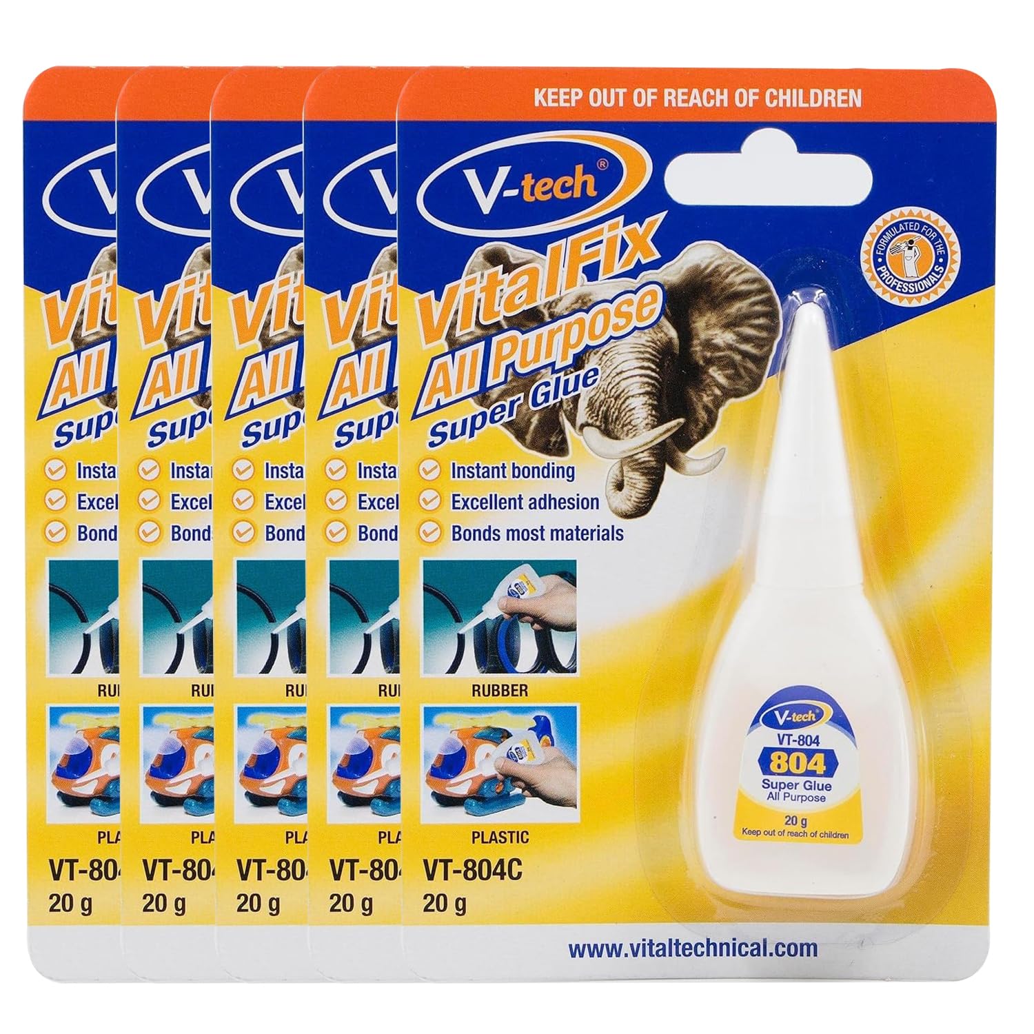 V-Tech Vital Fix Super Glue | One Drop Instant Adhesive | For Instant Sticking And Strong Bond | Multipurpose Use | Non-Stick, Non-Staining (20g, Clear, Pack Of 5) (B0D5XTJZRT) Amazon Price History, Amazon Price Tracker