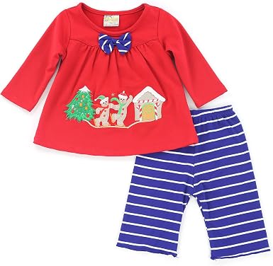 Amazon.com: sissymini - Conjunto de ropa de juego para bebé de bastón de  caramelo, camiseta de punto de rizo francés + pantalones de elastano de  punto a rayas (12M-4T) : Ropa, Zapatos