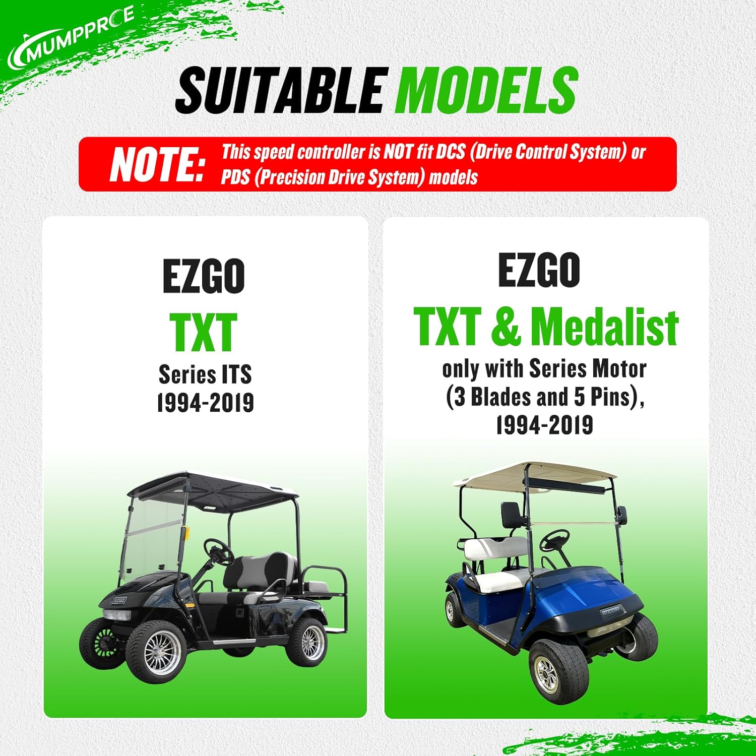 1206-4301 EZGO Speed Controller，36V 350A 5 Pin Speed Controller Compatible with Curtis E-Z-GO EZGO TXT Medalist Golf Cart with Series ITS(1994-2019), Replace OEM 25864G09 25864G03 25864G04