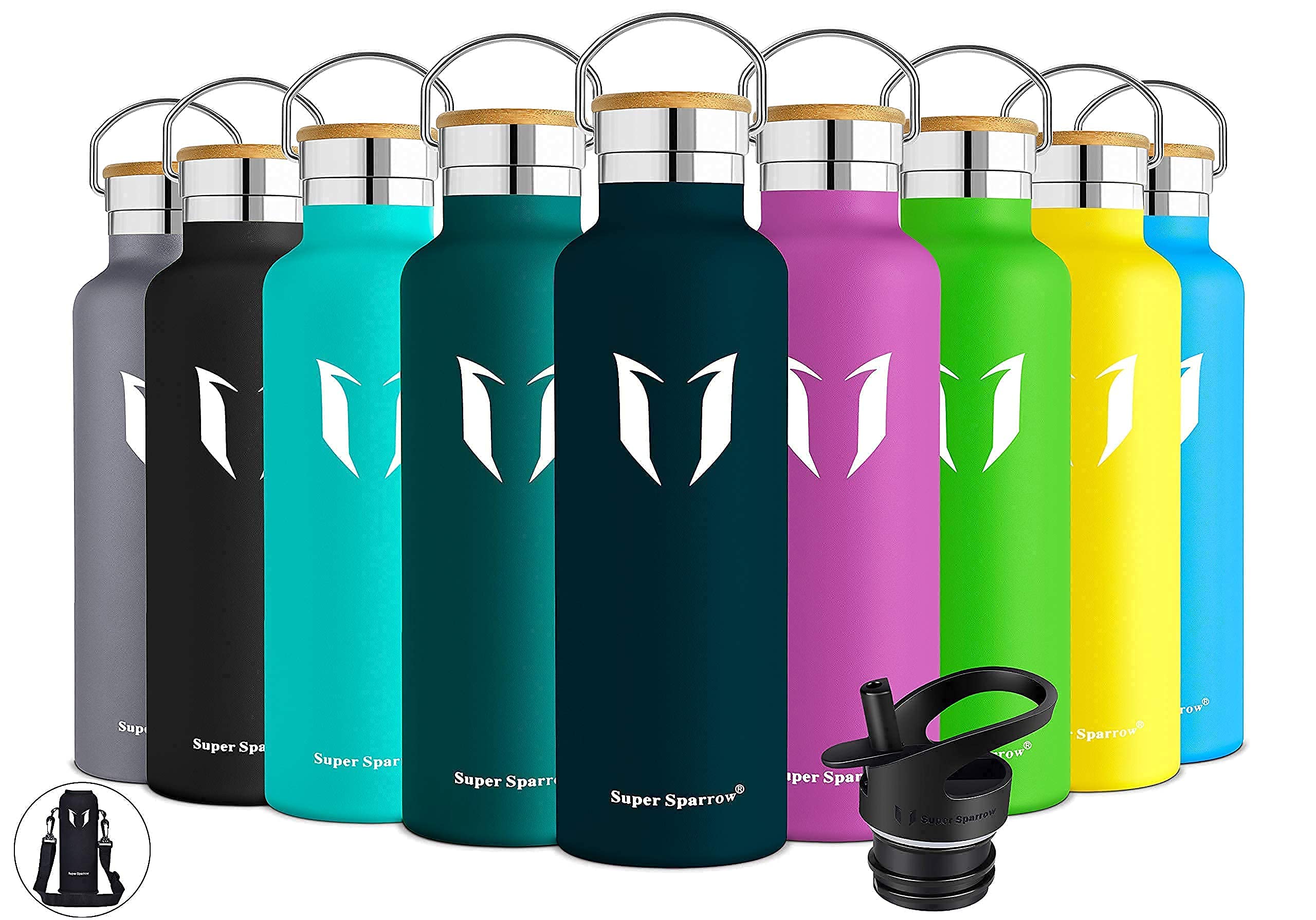 Stainless Steel Water Bottle - 750ml - Vacuum Insulated Metal Water Bottle - Standard Mouth Flask - BPA Free - Straw Water Bottle for Gym, Travel, Sports