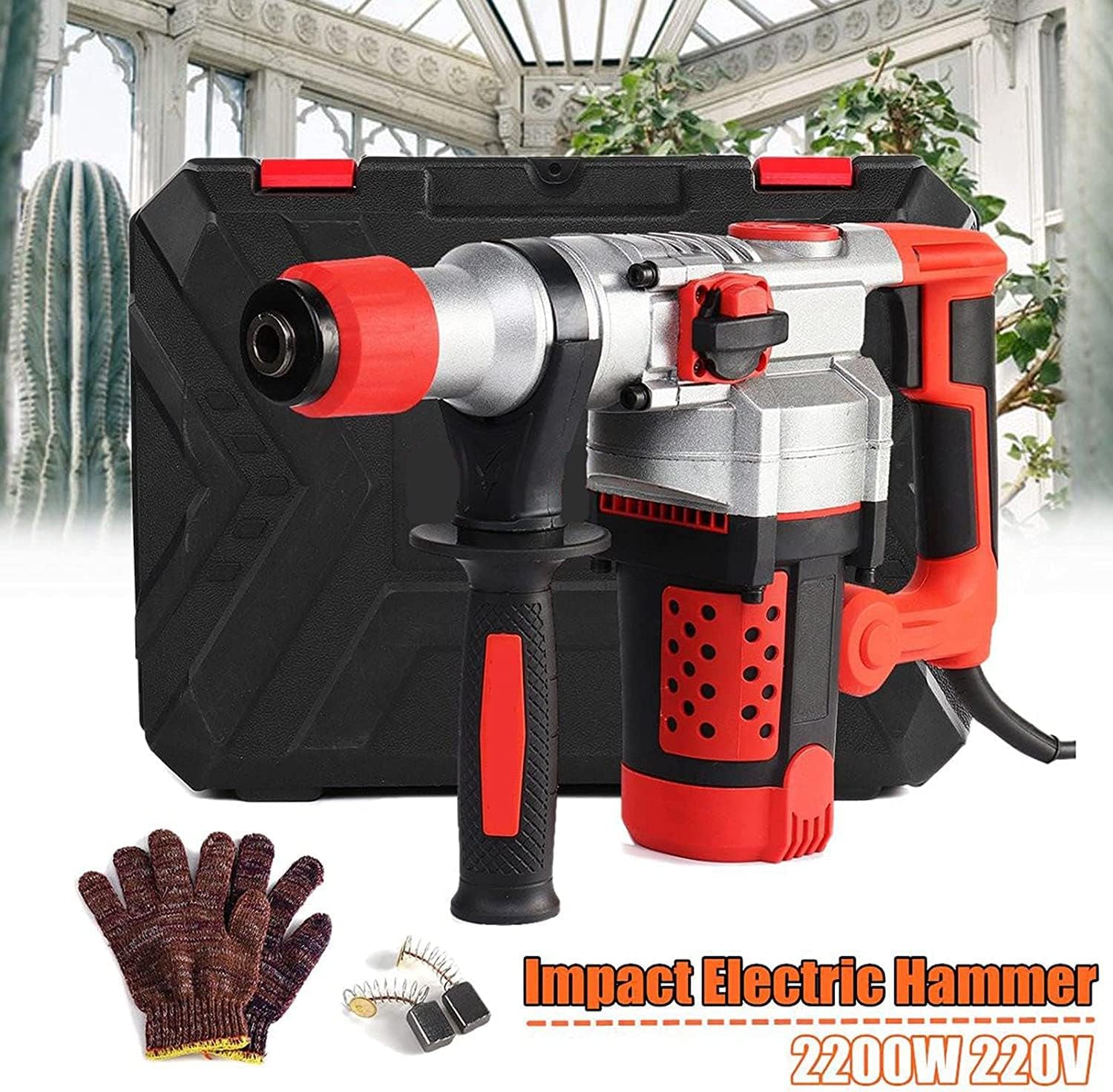 2200W 220V Heavy Impact Electric Hammer,Concrete Breaker 30S Quickly Breaks Industrial Power Tools