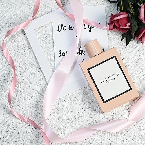 Miniatura 242 de Cinta de satén rosa polvoriento de doble cara de 1/4 pulgadas x 50 yardas, cintas de poliéster polvorientas para envolver regalos, cinta de tela