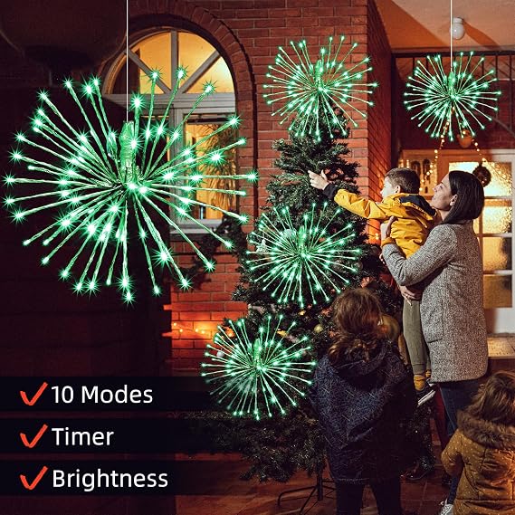LAMPHOME 15 80LED 3D Starlight Bursts with 10-Functions Green