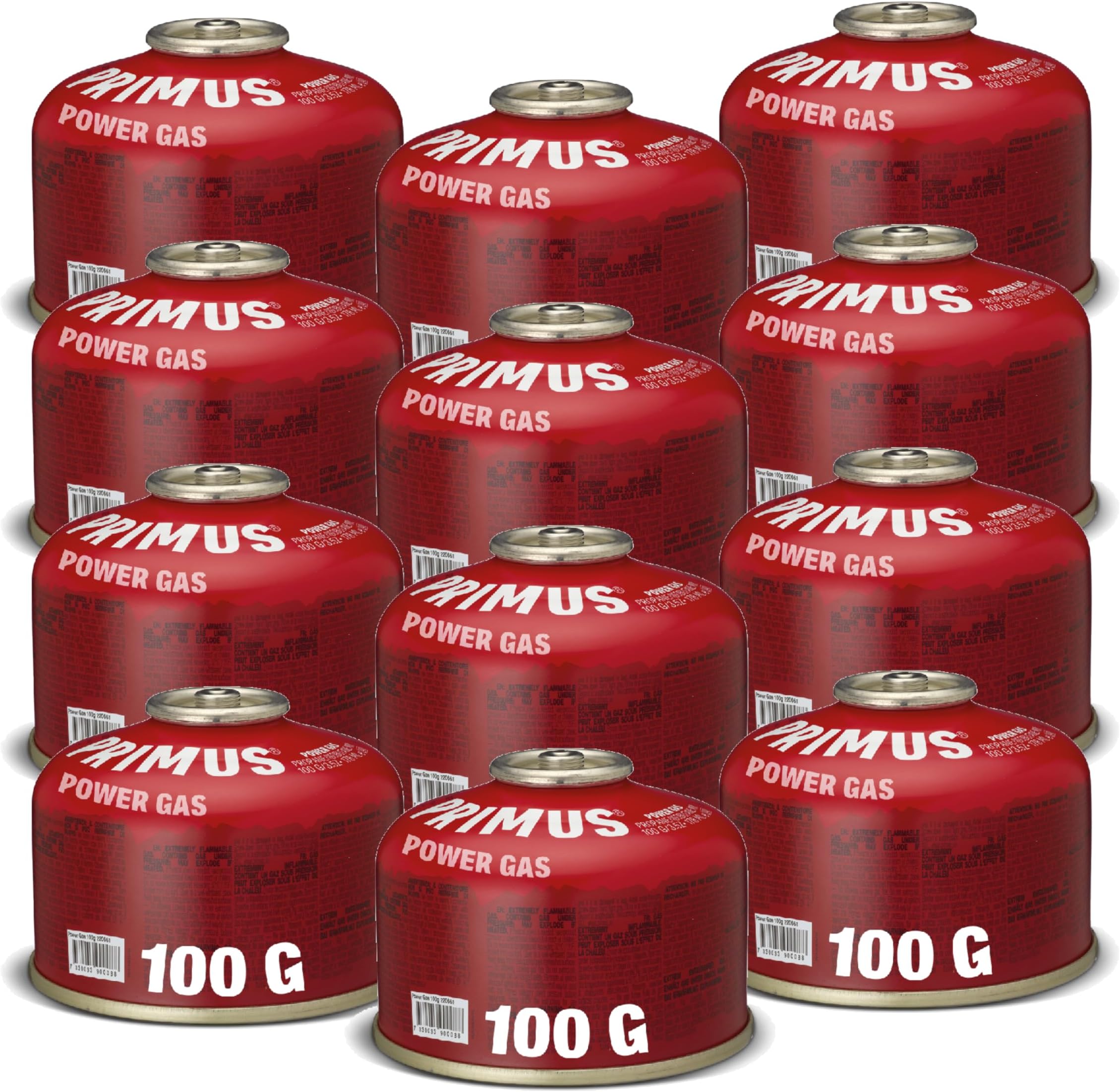 Primus Camping Gas Canister - Power Gas 100g / 230g / 450g - Standard Threaded Gas Canisters for Camping Stove - Mix of Isobutane & Propane Gas - EN417 Gas Cartridge for Camping Stove