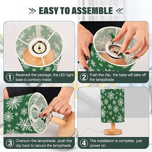 Miniatura 4 de Night Light Modern Lamps Warm Light Christmas Snowflakes Green Night Light for Nursery Bedside Table lamparas de mesa