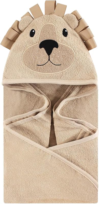 Hudson Baby Toalla con capucha unisex de algodón con cara de animal, león, talla única