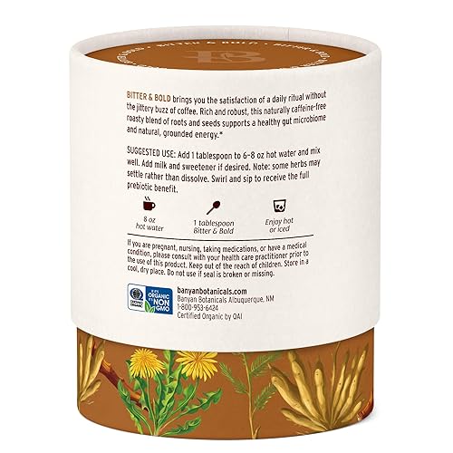 Miniatura 3 de Banyan Botanicals Bitter & Bold  Alternativa de café de hierbas orgánica sin cafeína  Cardo de leche, achicoria y diente de león alternativa de café