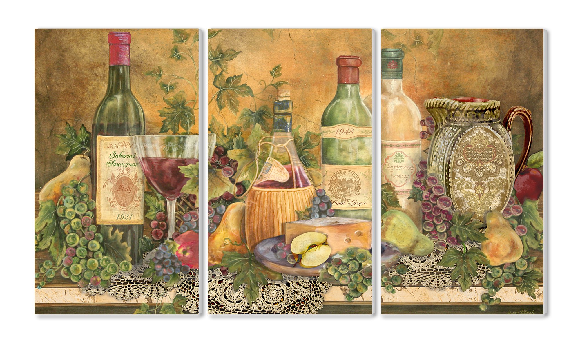 Raisins de Toscane triptyque en bois pour sublimer votre décoration de cuisine rustique