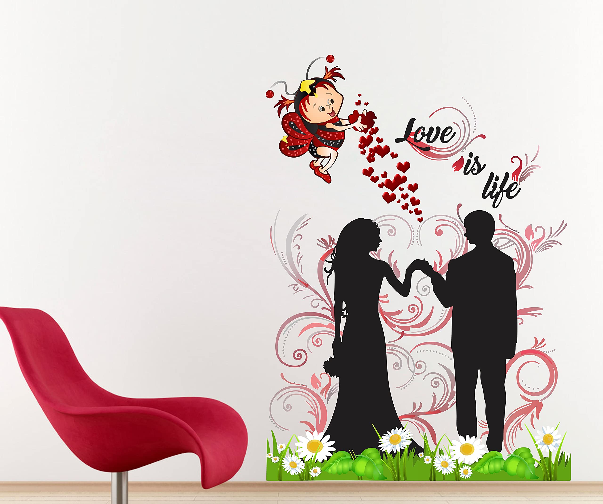 Byte Shop Loving Couple Love is Life PVC Vinyl Multicolor Decorative Wall Sticker for Wall Decoration WD193 (B09J3VQM8N) Amazon Price History, Amazon Price Tracker