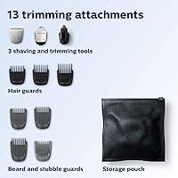 Vista 2 de Philips Norelco Multi Groomer 3000 - Máquina de afeitar todo en uno, kit de aseo para hombre, 13 piezas, para barba, cara, nariz y orejas, sin