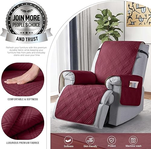 Miniatura 13 de TAOCOCO Funda impermeable para silla reclinable, antideslizante, de gran tamaño, para silla reclinable con bolsillo, funda para silla reclinable