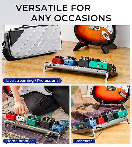 Miniatura 8 de Vangoa VPPD-S - Pedal de guitarra con fuente de alimentación aislada integrada, pedalera de aluminio pequeña portátil plegable con bolsa de