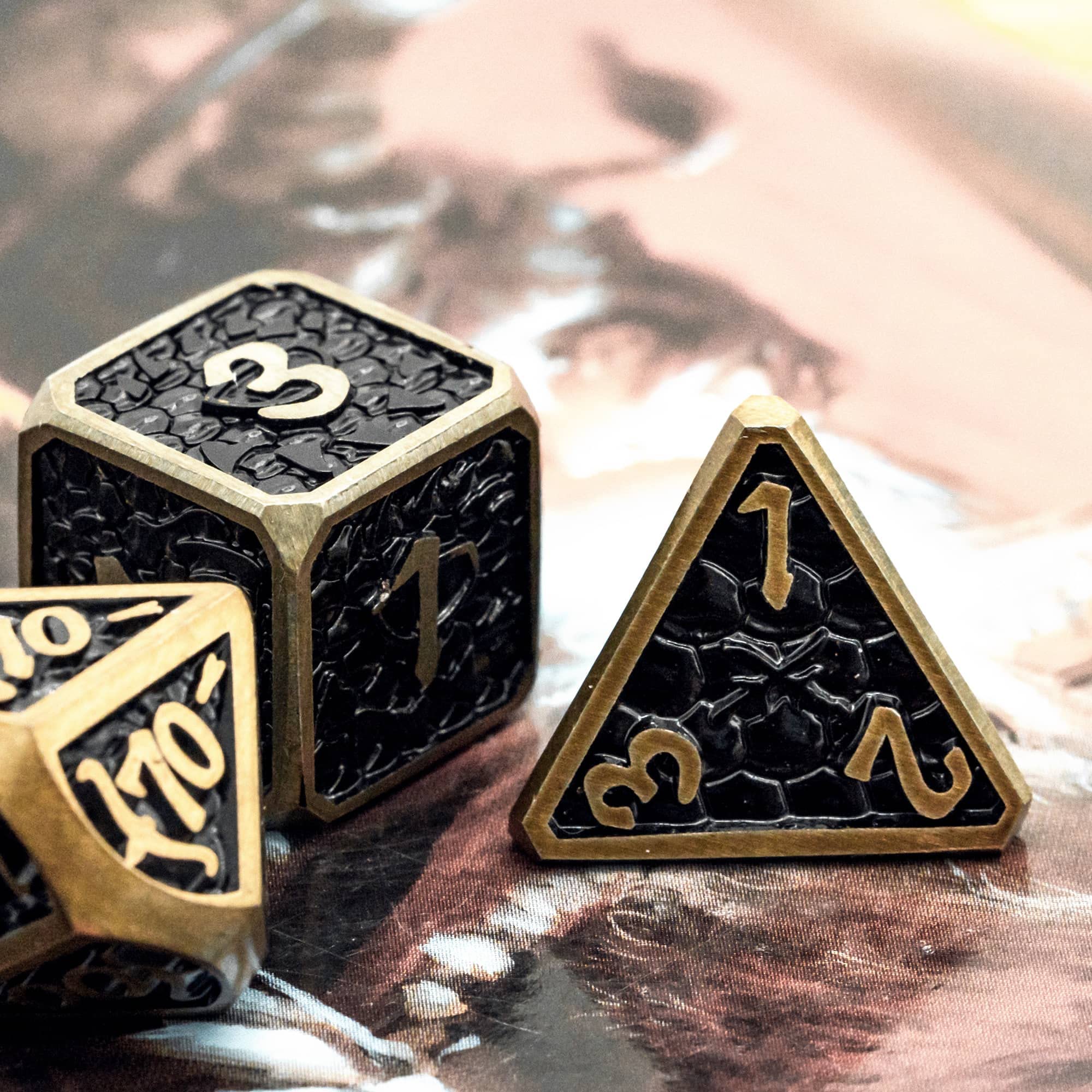 Dados Diseño de Metal D & D Dice 7 PCS DND Dados, Juego de Dados poliédricos, for Juego de rol. MTG Pionero Dado Gigante(Gold)