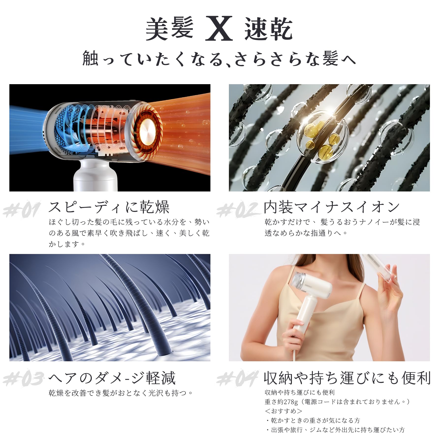 ドライヤー 超大風量 速乾 シルバー 過熱防止 軽量コンパクトPSE認証済み Amazon.co.jp: ドライヤー【革新版・20sで速乾!・8億イオン髪質改善