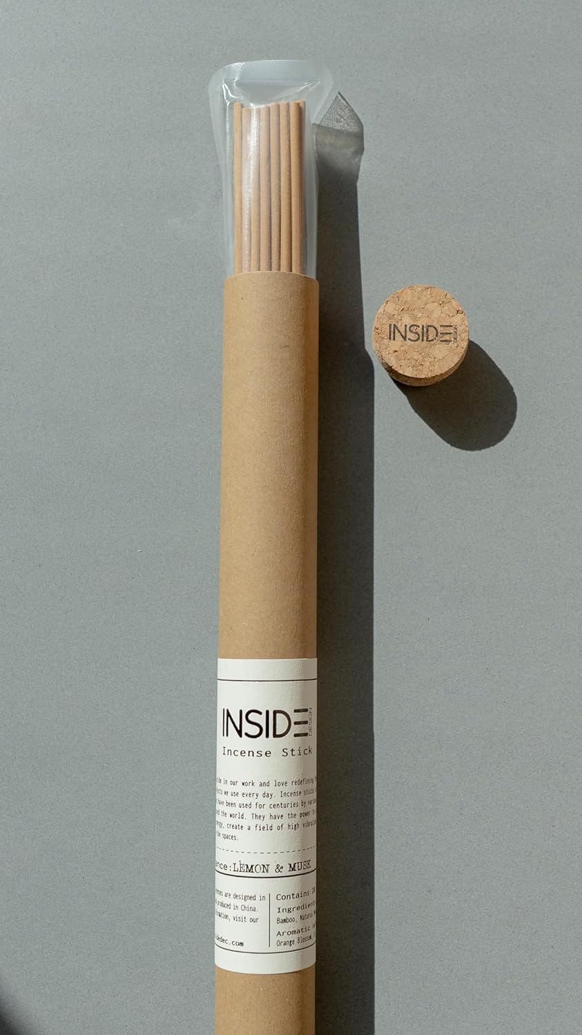 Citrus Lemon & Musk Incense Sticks – 11 Inch Bamboo and Natural Wood Blend – Clean-Burning, Low Smoke – 1 Hour Burn Time – 20 Sticks. - Image 3