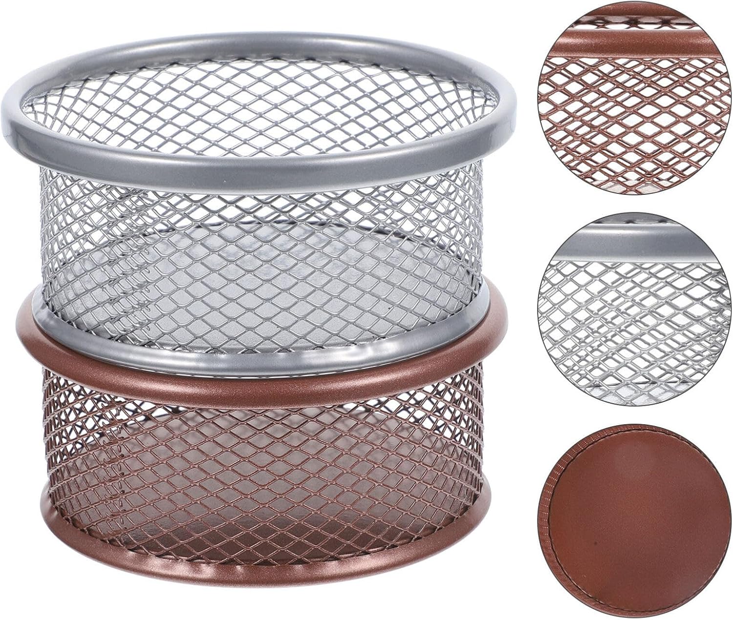Cabilock 2pcs Metal Paperclip Mesh Baskets for Desk Office Container Organizer Cute Paperclip Holder
