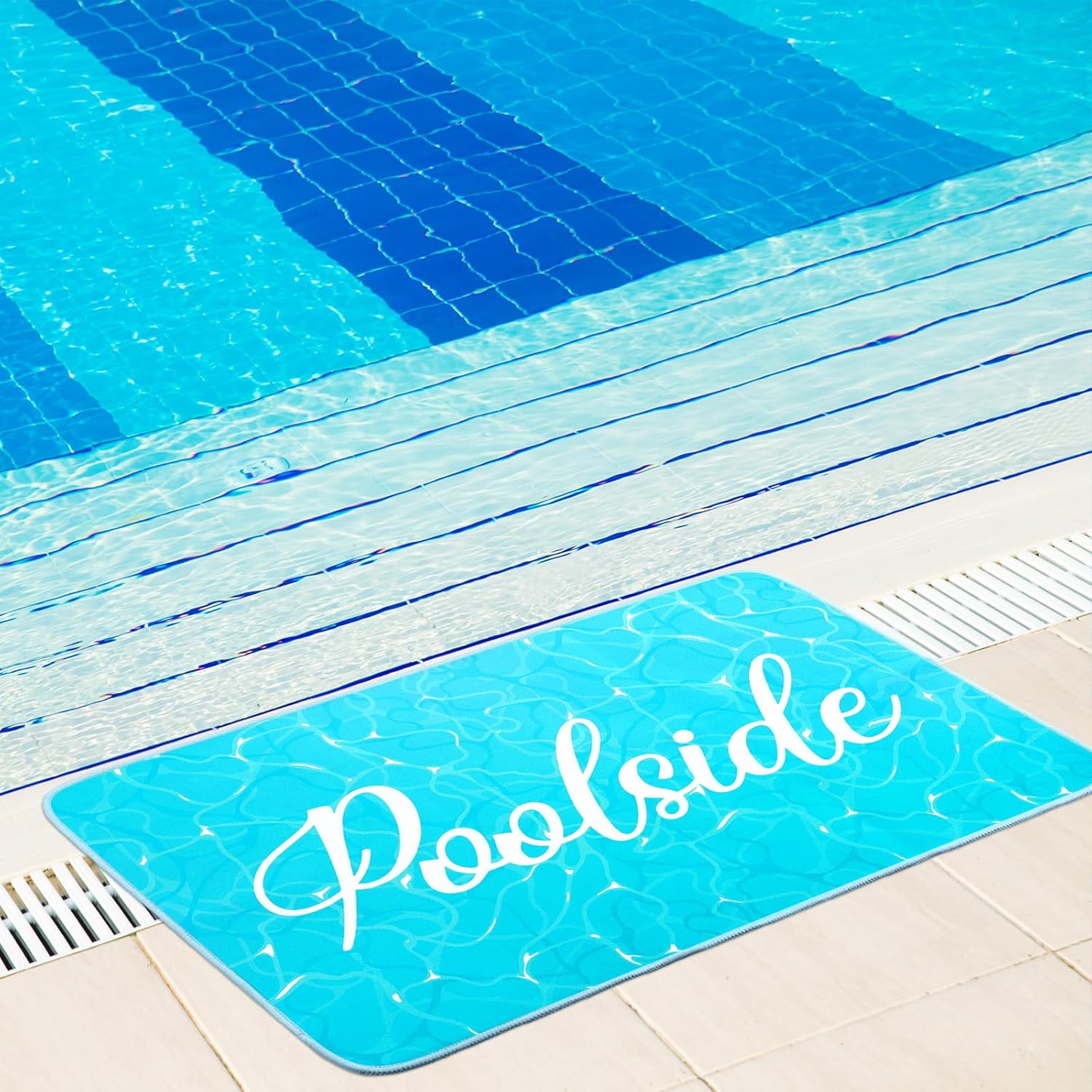 Jenaai Poolside Non Slip Outdoor Walk Pool Mat, Seating Mats for Edge of Pool Rubber Waterproof Deck Rug with Drainage for Floor Outside Summer Beach Swimming Decorative(Crystal,24" X 35")