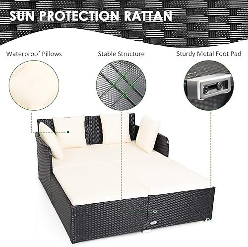 Miniatura 7 de COSTWAY Almohadas de sofá de ratán para patio al aire libre, color beige