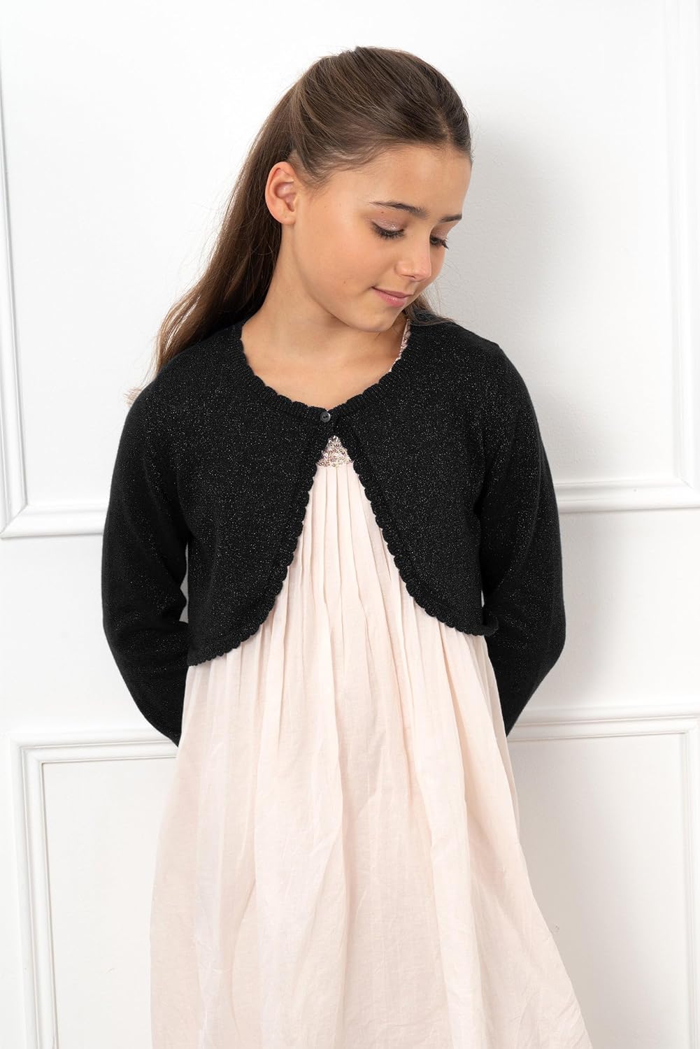BlackButterfly Girls Long Sleeve Sparkle Cardigan Childrens Kids Bolero Shrug - Image 5