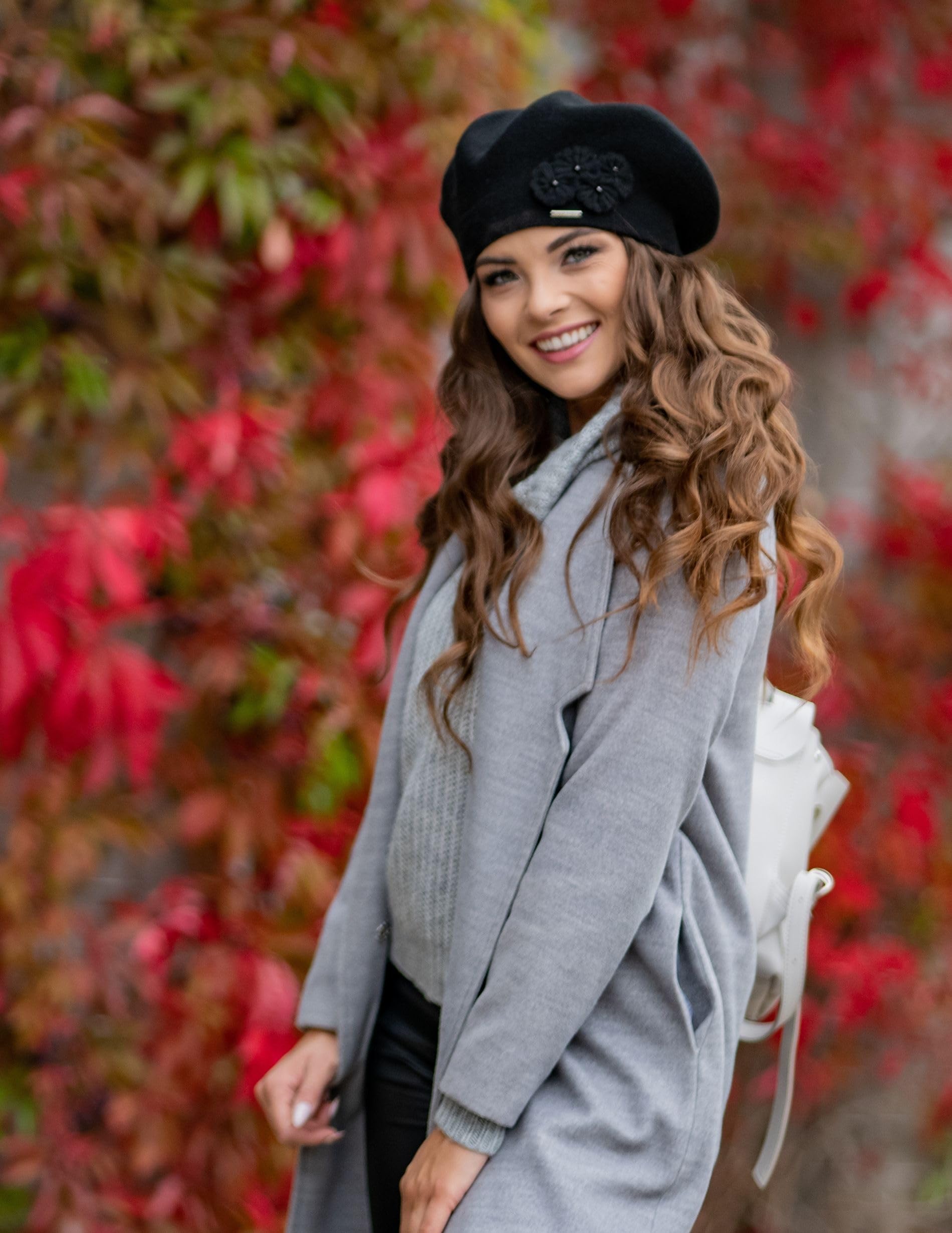 VIVISENCE Damen Baskenmütze Eleganter Wintermütze Warm Und Gemütlich Kopfbedeckung An Winter Und Herbst Warm Dick Strickmütze, Klassisch Mütze Für Frauen Modell 7005