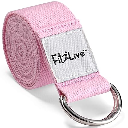 Fit2Live Yoga Strap with Adjustable D Ring - Yoga Straps Aids Pose Expression, Provides Support and Reduces Straining and Stretching