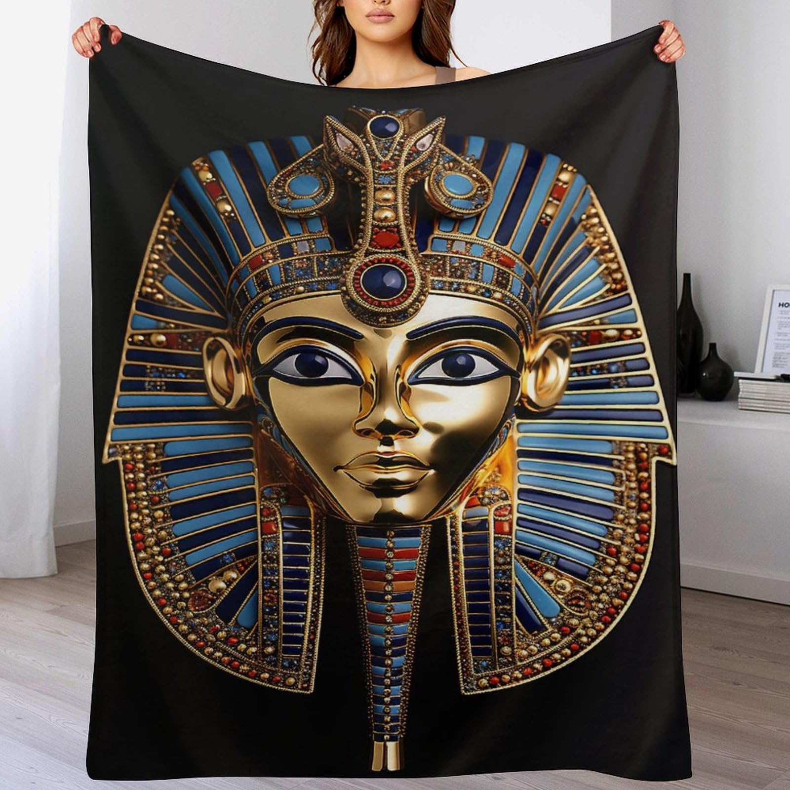 Couverture 3D mythologie égyptienne en flannel douce chaude et lavable 100x130cm