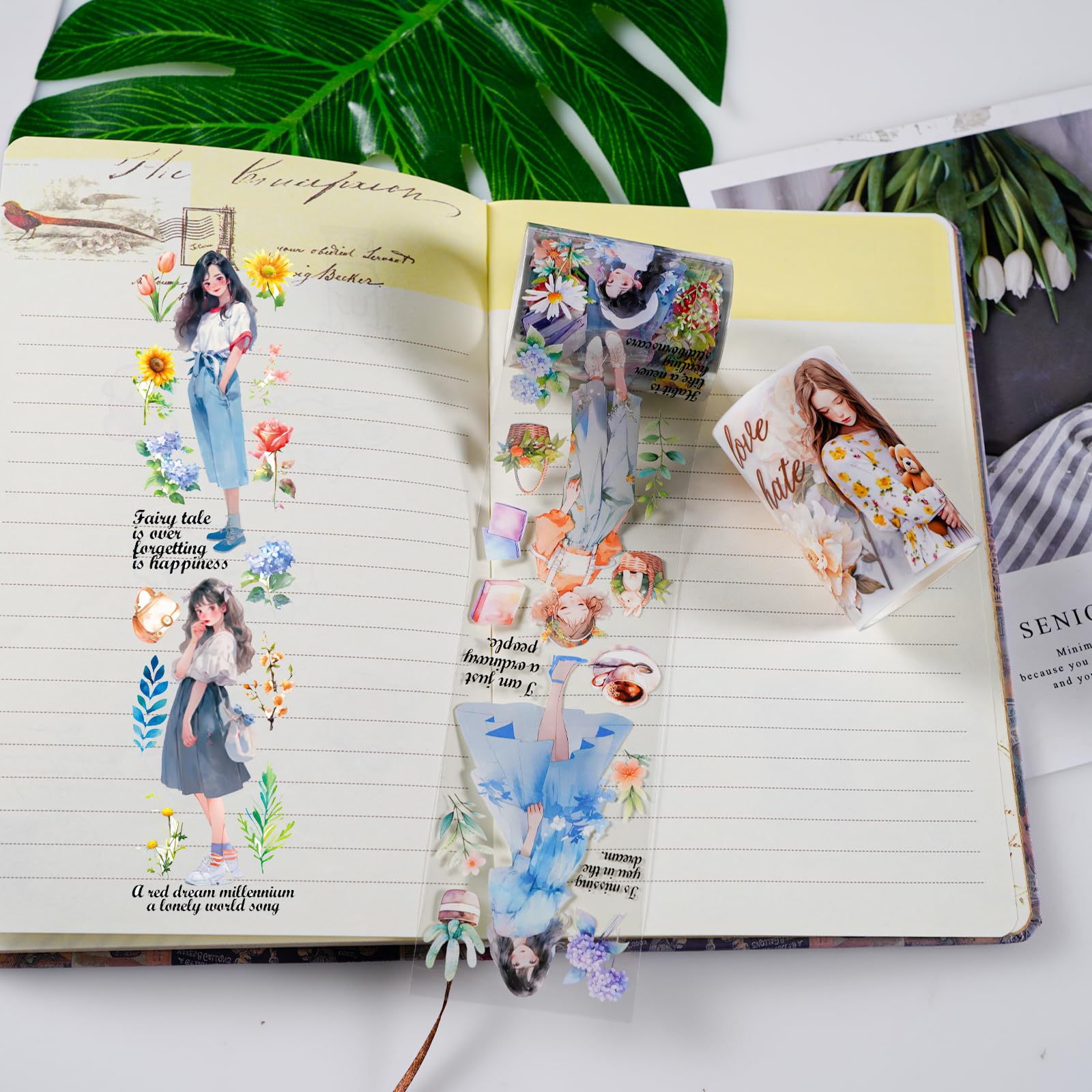 Lot De 4 Rouleaux D'autocollants Washi Tape - Pour Fille - En PET - Transparent - Pour Bullet Journal, Accessoires De Journal, Etc. - Album Photo DIY