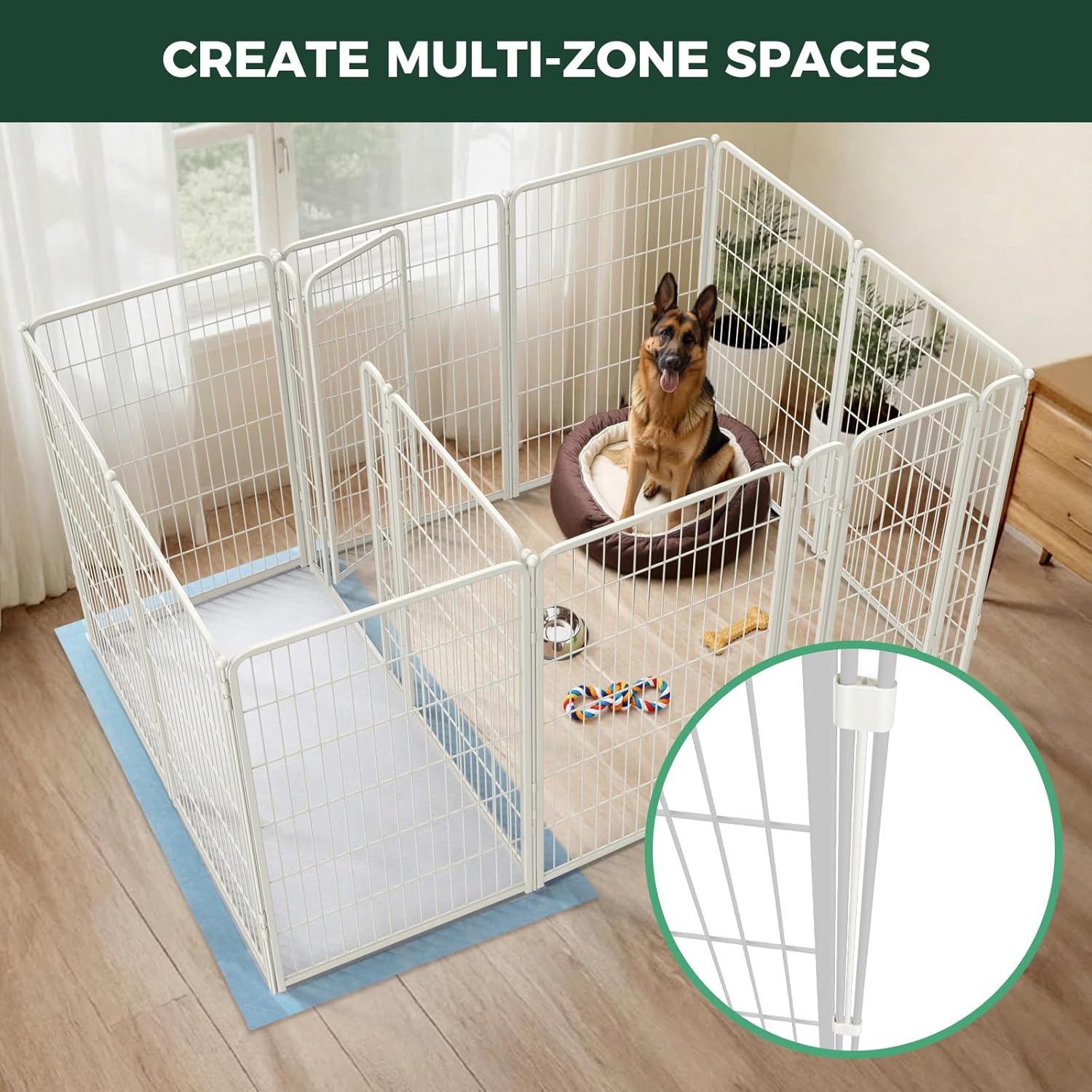 FXW Homeplus Unleashed Indoor Dog Playpen - Stress-Free and Safe Play, Heavy Duty 45 Inch 12 Panels with Connectors (Pack of 2) for Puppy and Small Dogs, White│Patented