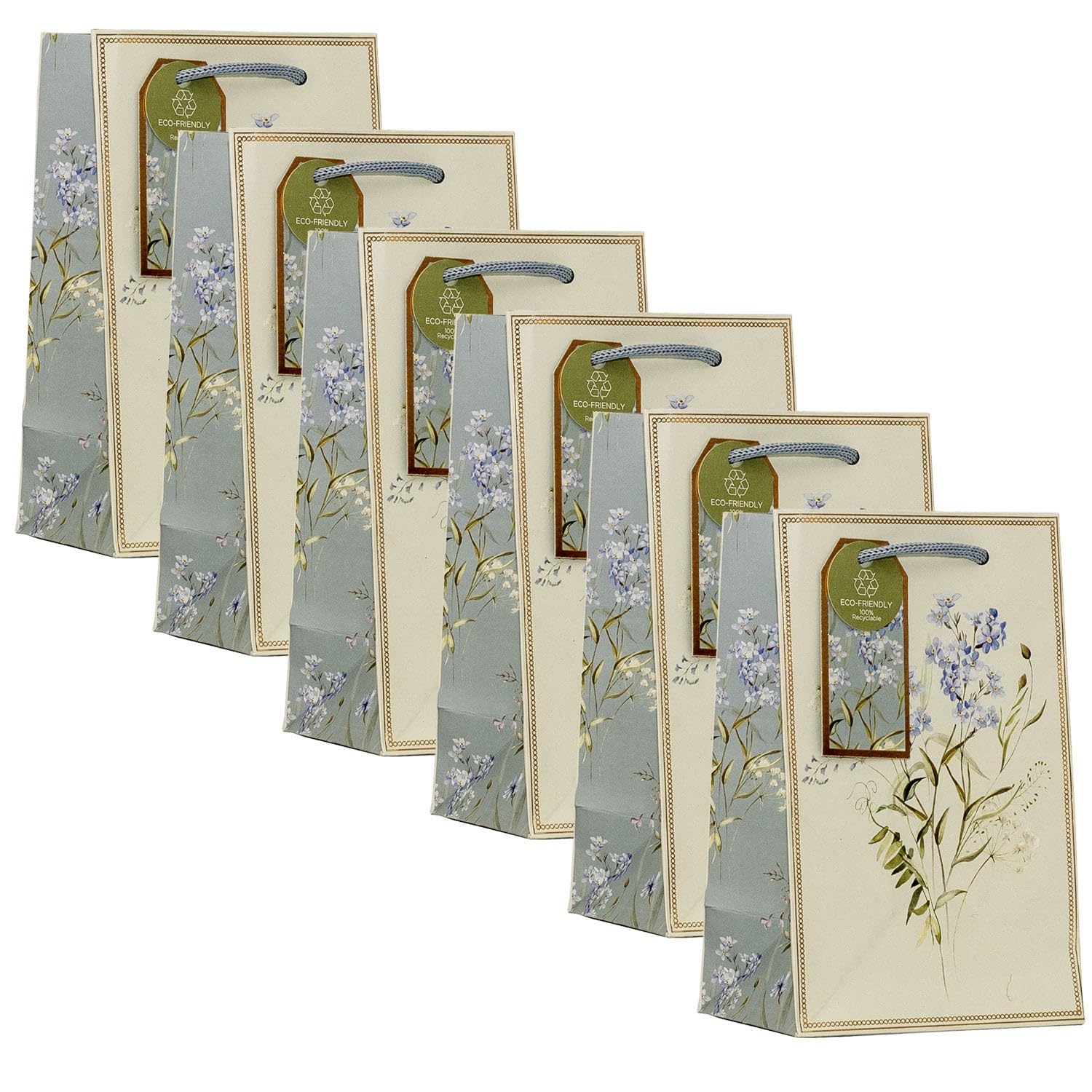 Design By Violet Forget Me Not Small Gift Bags Pack of 6 with Ribbon
