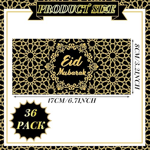 Miniatura 4 de Eid Mubarak Sobres de dinero de papel de aluminio dorado Ramadán Lucky Cash Surtido Engomado para regalo de moneda, tarjeta de regalo Eid Decor (36,