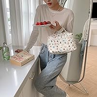Vista 4 de VIWIME Bolsa de cosméticos de maquillaje, grande, de algodón, acolchada, de viaje, coquette, estética, linda, floral, bolsa de maquillaje