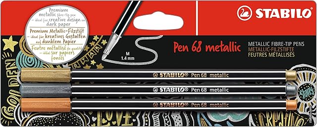 Metallic Premium Felt Tip Pen - STABILO Pen 68 Metallic - Gold/Silver/Copper