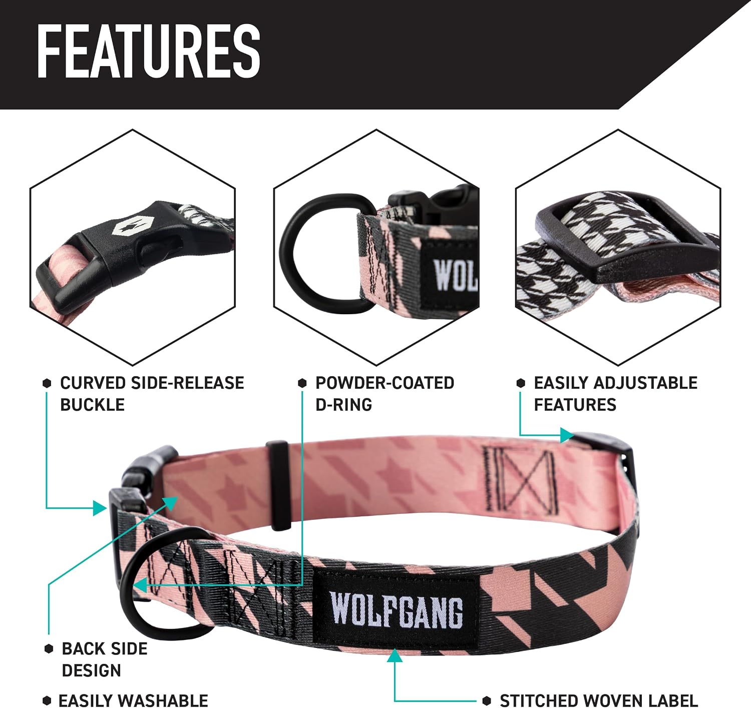 Wolfgang Wide Venture Dog Collar HoundsPink Print X-Large image 3