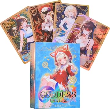 fuxi 55Pcs TCG Deck Cards, Goddess Story Card Holographic Golden Letter | All Shiny Swimwear Girl Collection Card