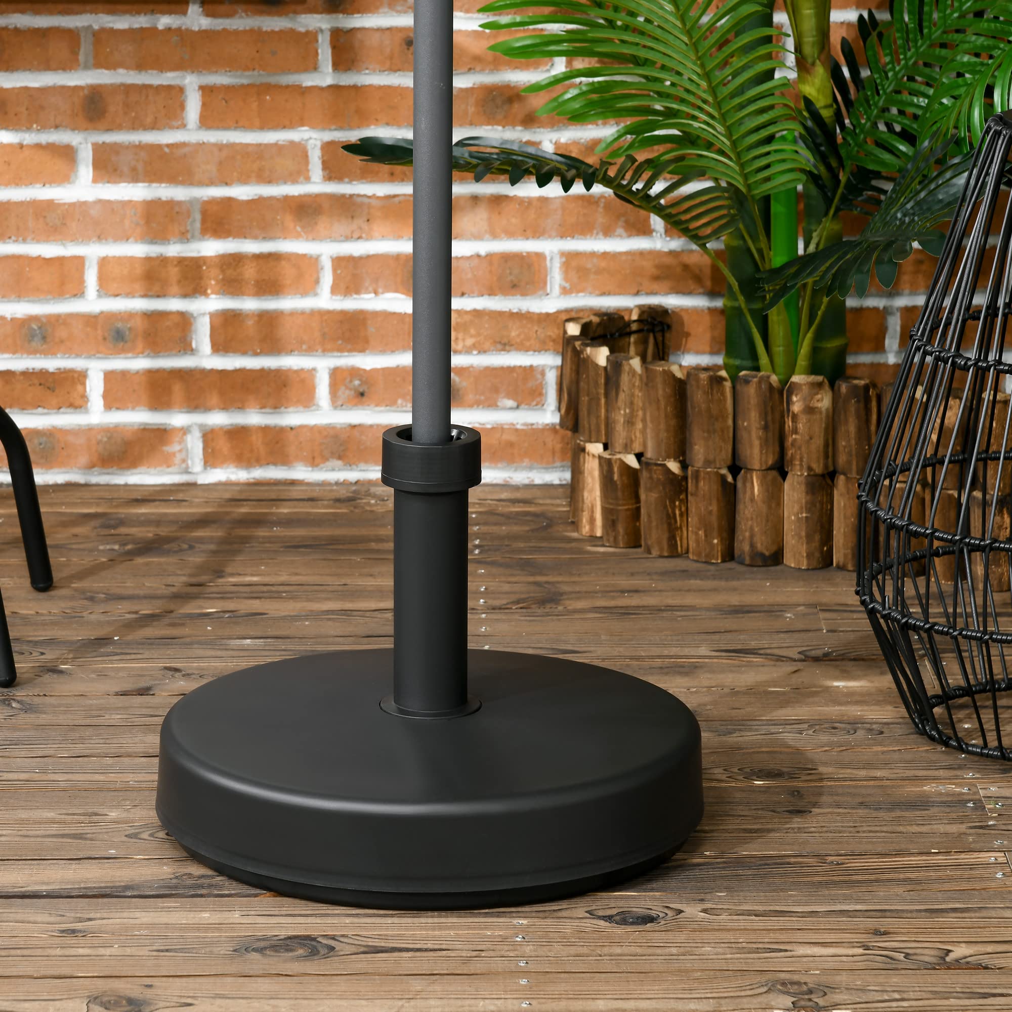 Outsunny Base per Ombrellone da Giardino in Plastica PP Max 18kg di Peso, Ø45x33 cm, Nero