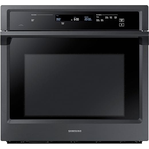 SAMSUNG 30" Smart Wall Oven w/Steam Cook, Wi-Fi, Large Oven Capacity, NV51K6650SG/AA, Fingerprint Resistant Stainless Steel, Black