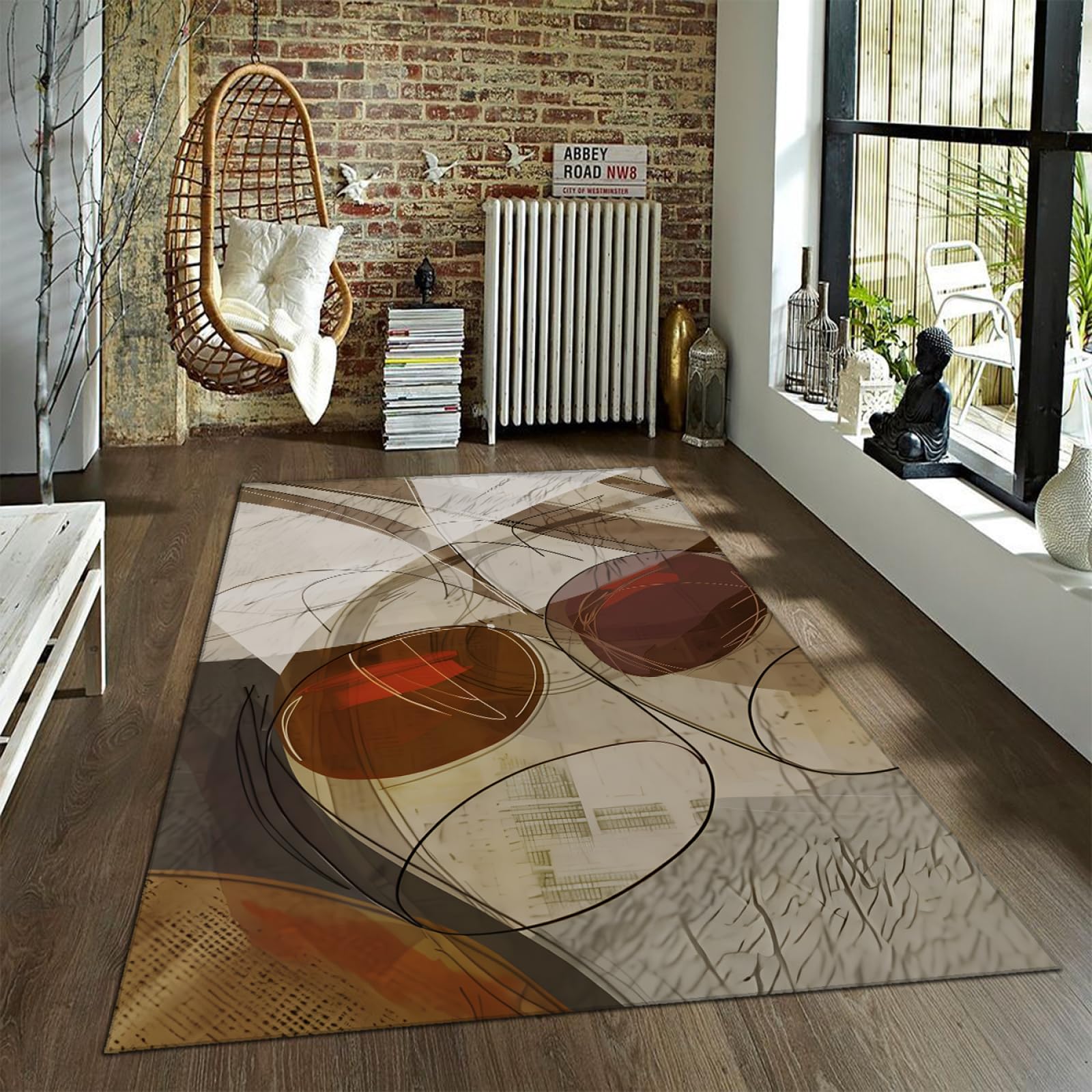 Tapis lavable et antidérapant au design géométrique abstrait 180x400cm pour cuisine et salon