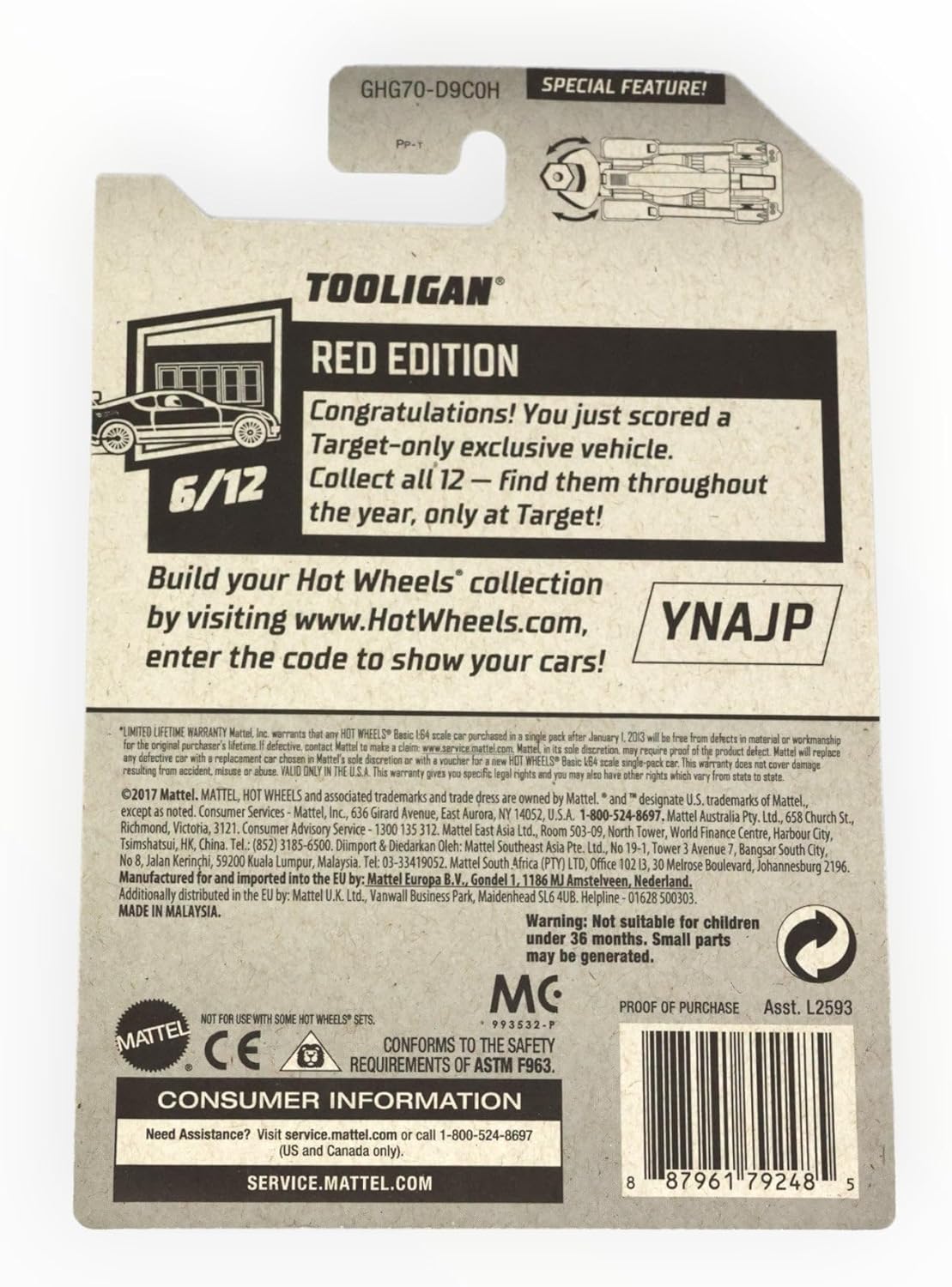Hot Wheels 2020 Red Edition Tooligan4/250