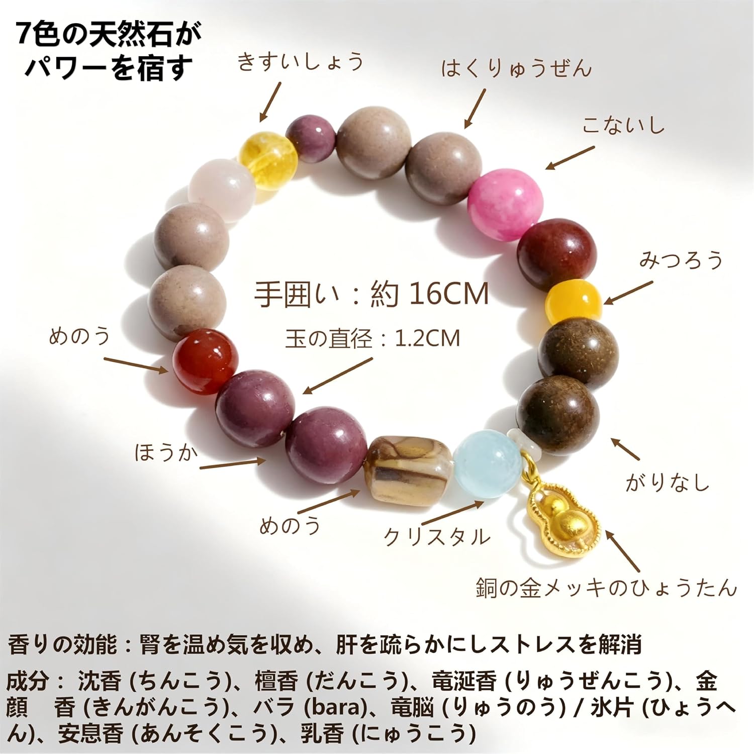 ごまの宝】漢方アロマ香りブレスレット 手作り手串 天然香料配合（沈香 