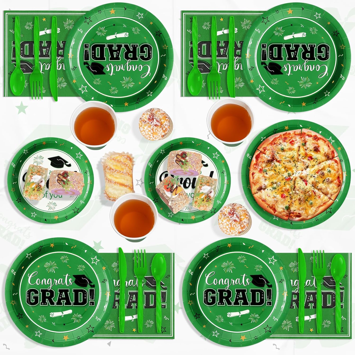 Graduation Party Supplies Decorations Serve 50, 2026 Graduation Party Plates and Napkins Set, Green Disposable Paper Plates Napkins for College High School Graduation Congrats Grad Party Supplies