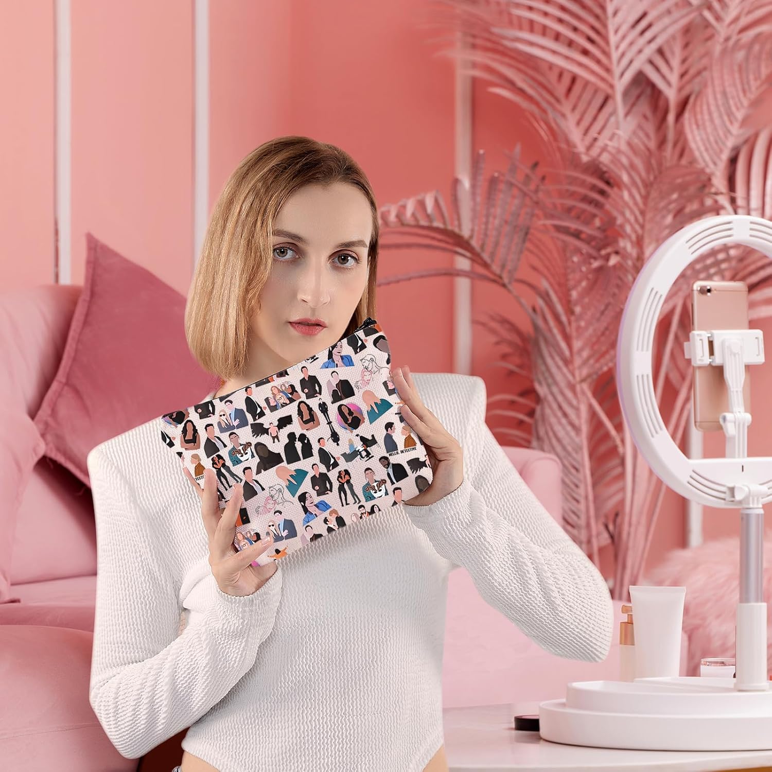 VAMSII Gossip TV Show Inspired Gift Gossip Characters Cosmetic Bag Hello Detective Gift Upper East Side TV Show Fans Gift (HELLO) - Image 7