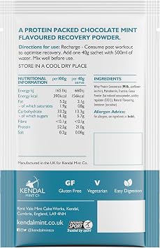 KMC PRO Mix: Chocolate Mint Flavour Whey Protein Recovery Powder Drink Mix (Chocolate Mint, 12x40g Serves)