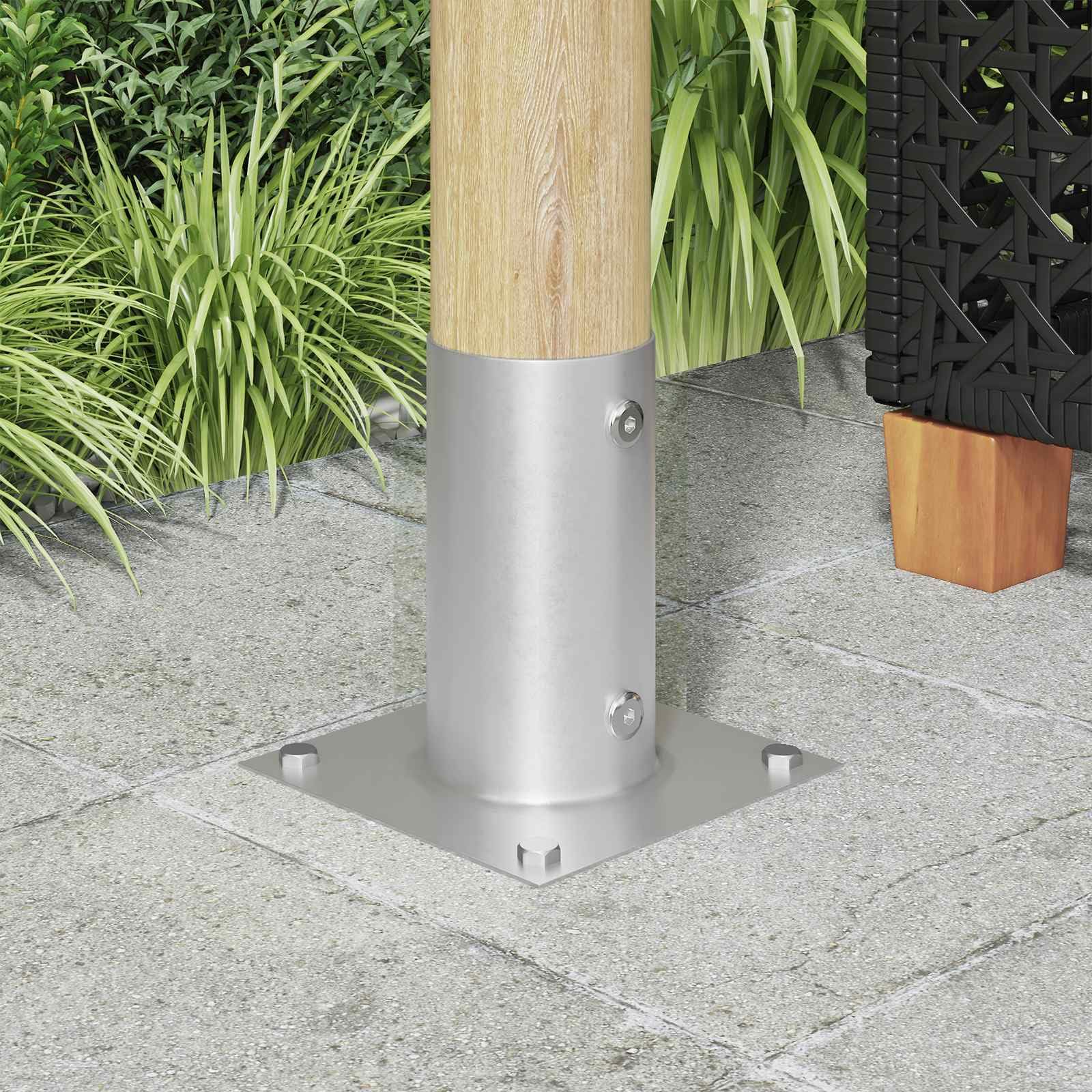 12 x kotwa podłogowa 15 x 15 x 15 cm, metalowa, srebrna, śledzie do mocowania instalacji zewnętrznych, kotwy ogrodowe do kominków, mis paleniskowych